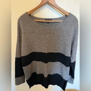 Eileen Fisher Gray and Black colorblock sweater in yak and wool oversized- XS